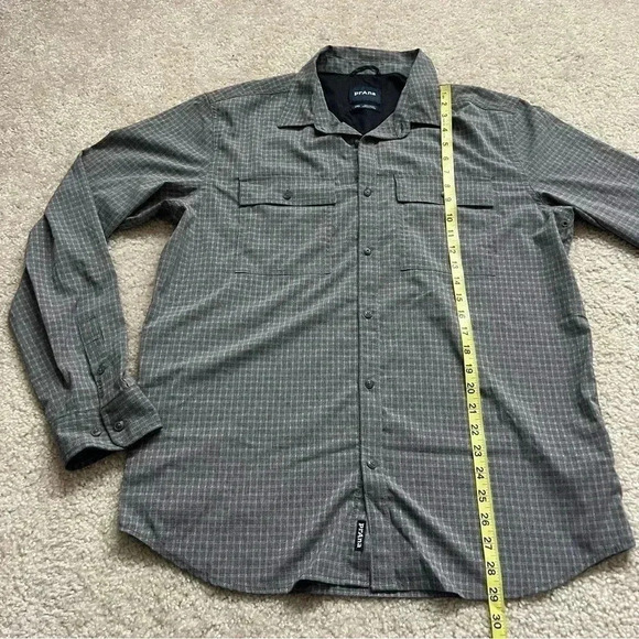 Prana Garvan Long Sleeve Shirt Gray Men's Size Large Outdoor Active # M21212643 - Picture 10 of 16